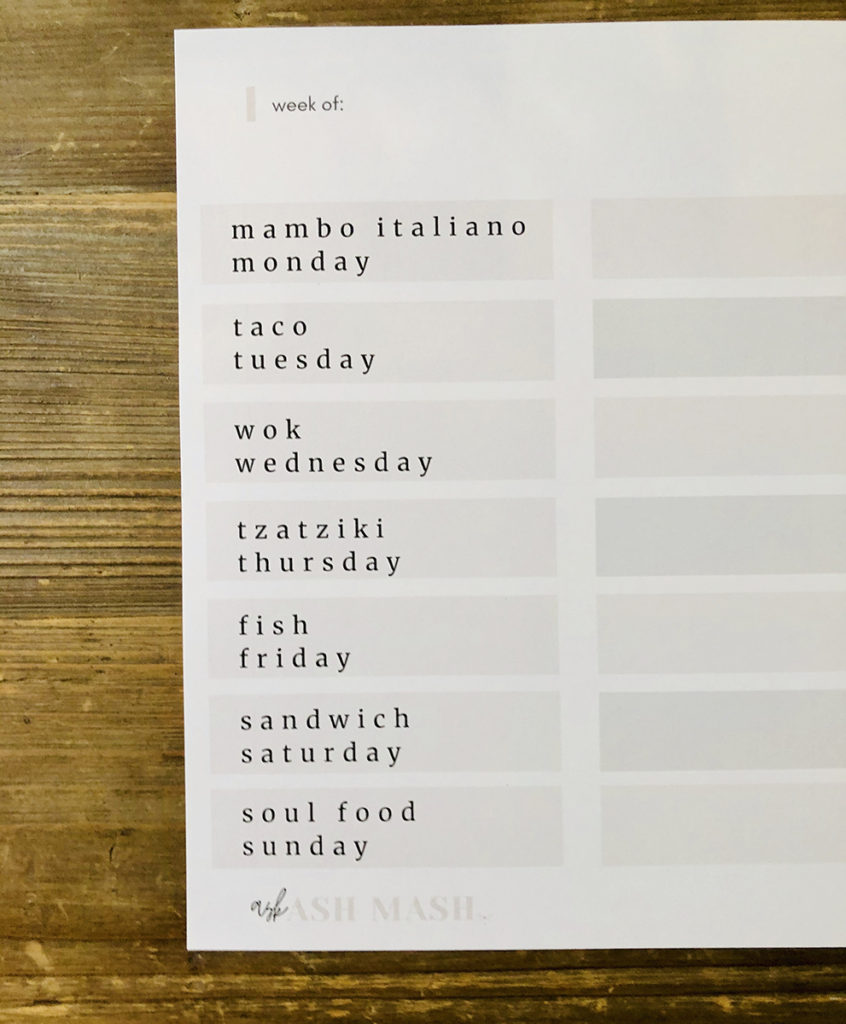 weekly meal plan